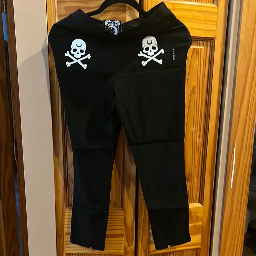 Killstar Black and White Skull Pants